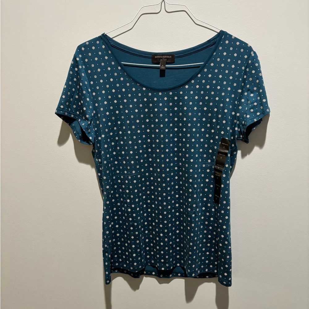 Banana Republic Blue Fitted Short Sleeve T-Shirt